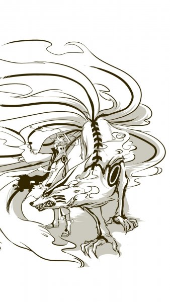 Курама и Наруто эскиз