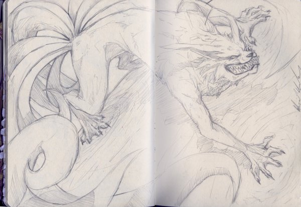 Курама из Наруто карандашом