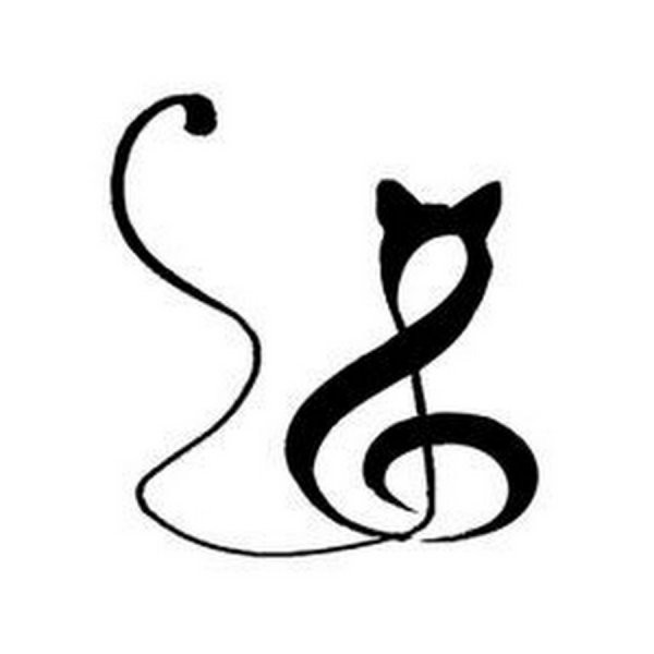 Тату кошка-скрипичный ключ