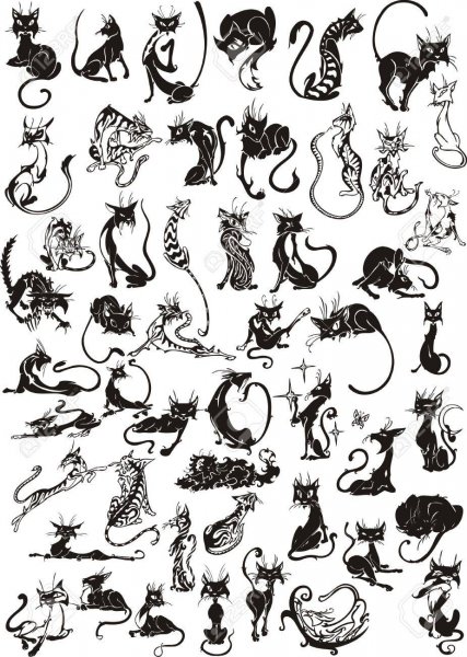 Рисунок кошки для Татуировки