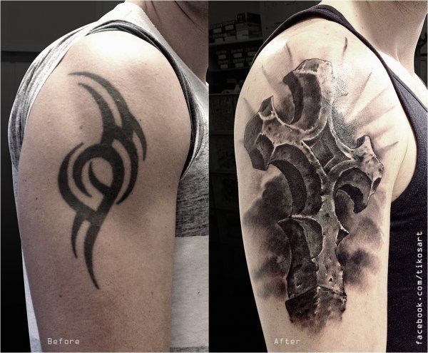 Тату перекрытие старых на руке мужские