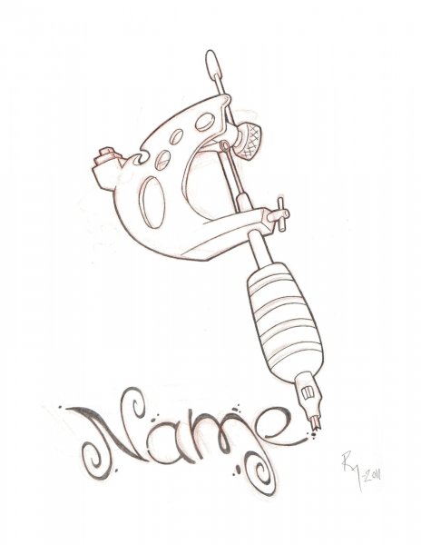 Тату машинка с ручкой для рисования