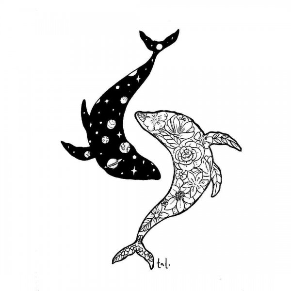 Эскизы китов для тату