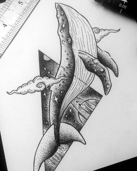 Эскизы китов для тату