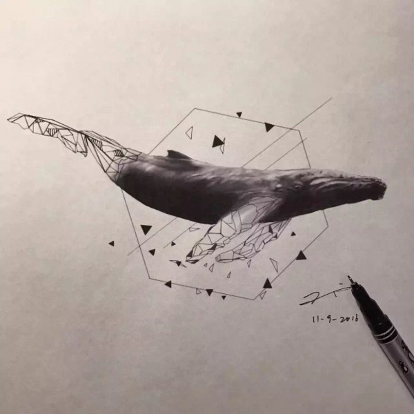 Тату кит геометрия