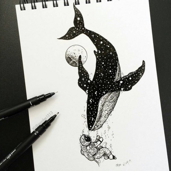 Тату кит эскиз