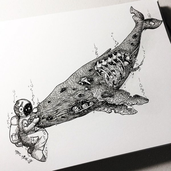 Кит гелевой ручкой