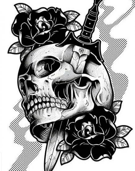 Эскизы татуировок черепа