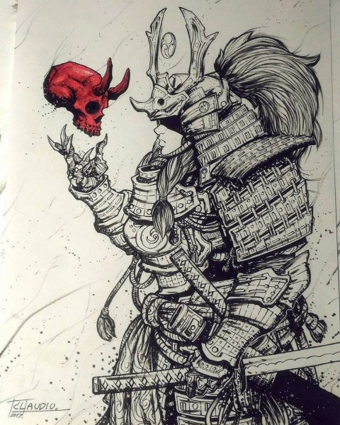 Эскизы тату Япония Самурай