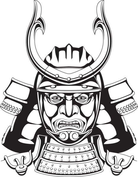 Шлем самурая тату