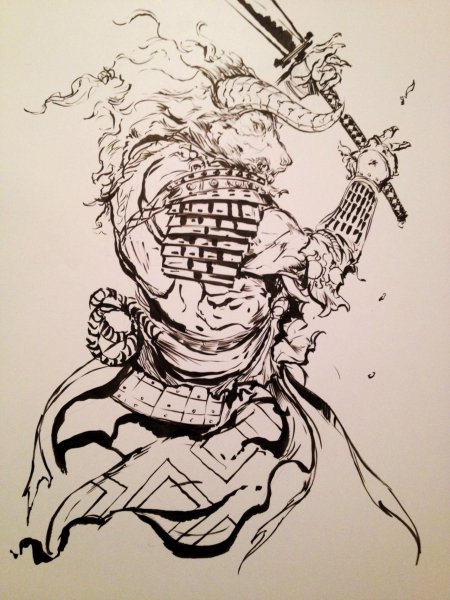 Волк Самурай тату