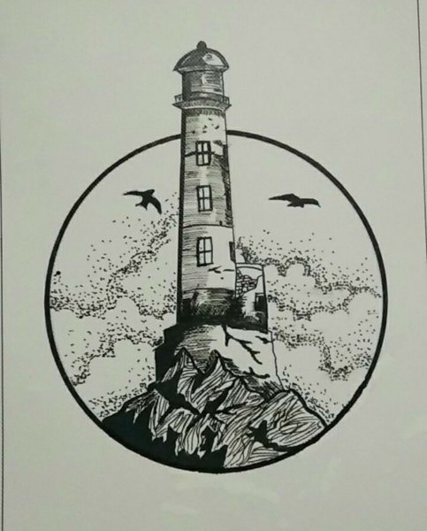 Маяк черной ручкой