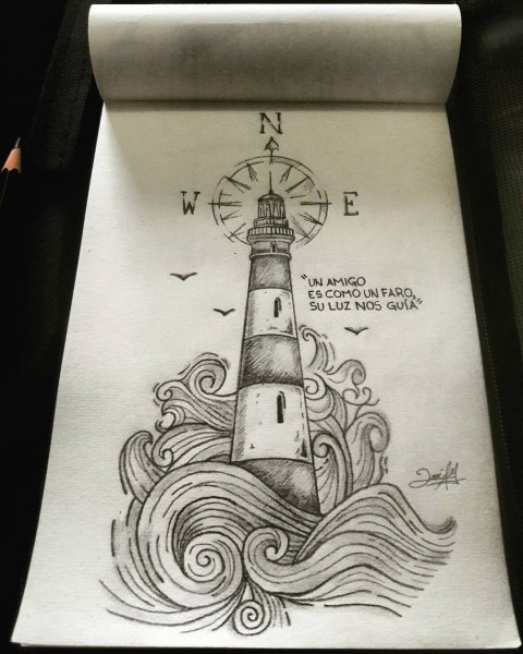 Маяк рисунок тату