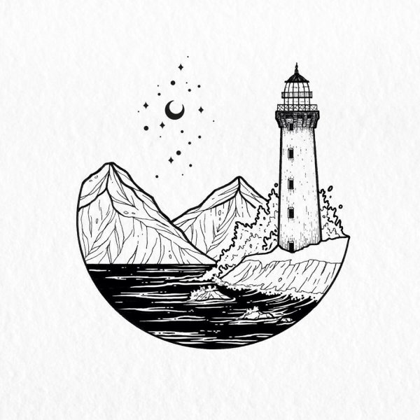 Тату Маяк эскиз