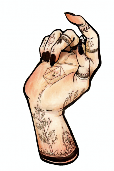 Татуированная нарисована рука