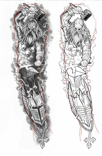 Река эскиз тату