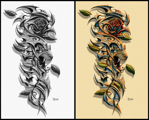 Эскизы татуировок на предплечье для мужчин цветные