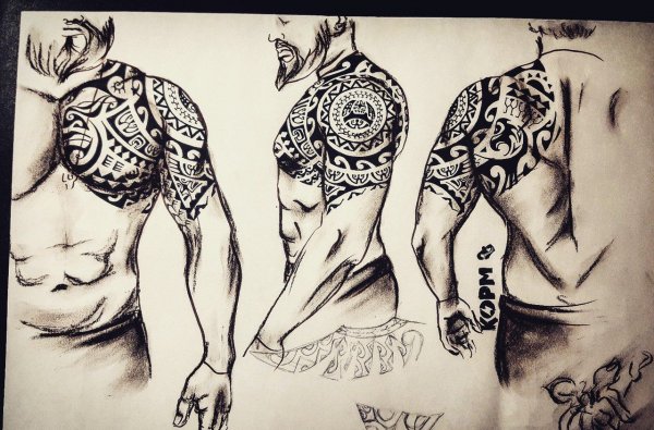 Полинезия эскиз на грудь