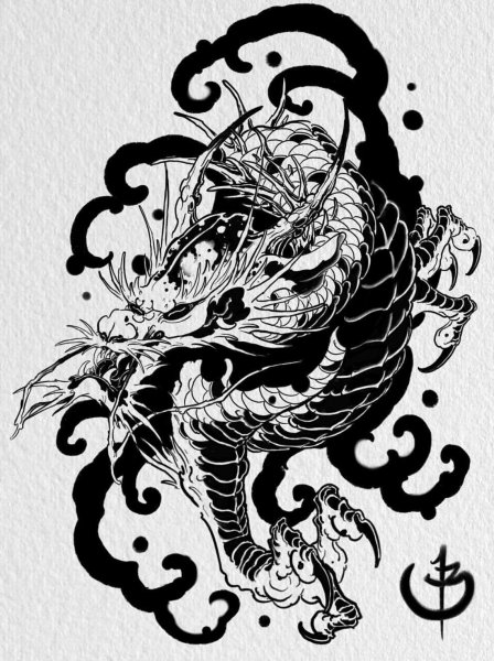 Карп кои лайнворк