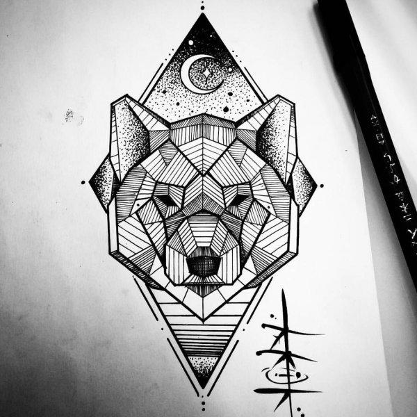 Тату медведь дотворк