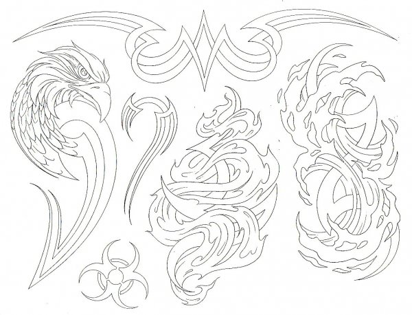 Тату узоры на бумаге