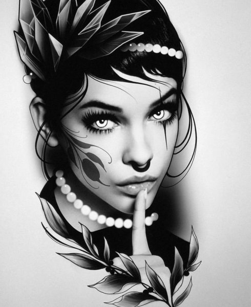 Стилизованный портрет черно белый