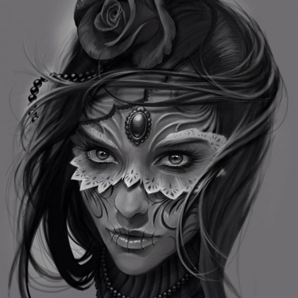 Женское лицо эскиз тату