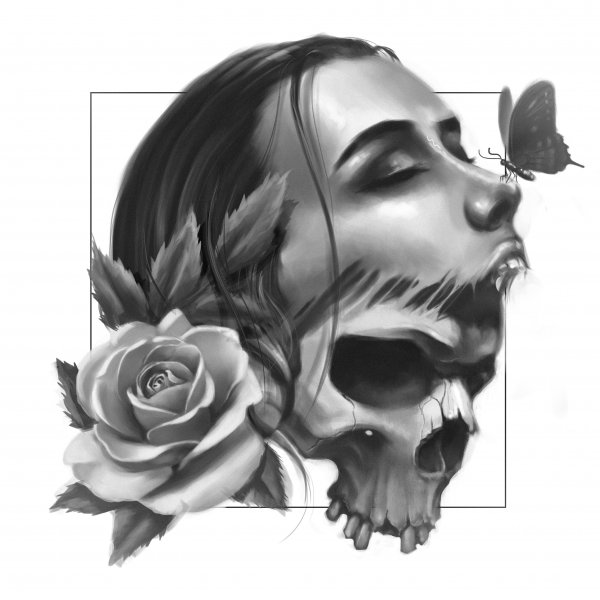 Девушка череп эскиз