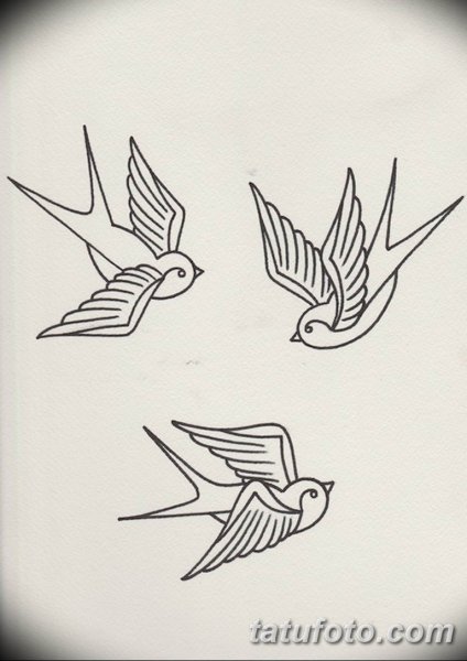 Контурные тату Ласточка