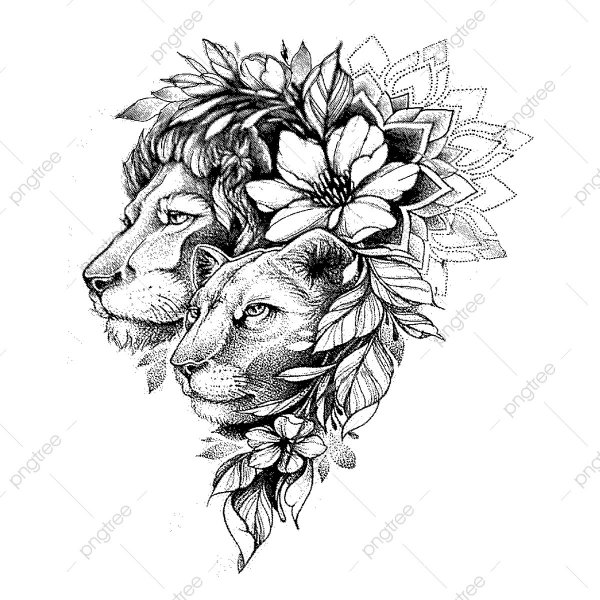 Львица тату эскиз
