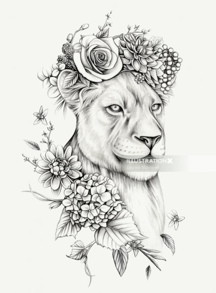 Лев в цветах