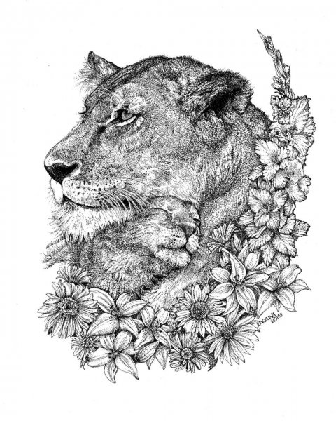 Львица эскиз