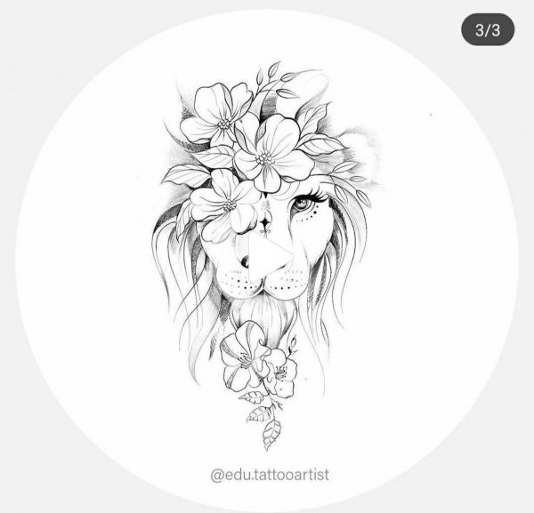 Тату Лев эскизы для девушек