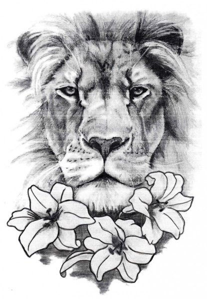 Эскиз тату Лев на бумаге