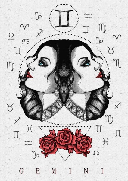 Близнецы знак зодиака эскиз