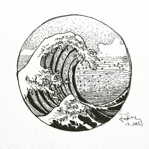 Волна тату эскиз
