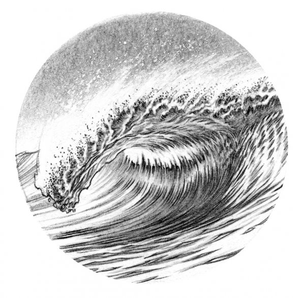 Морские волны карандашом