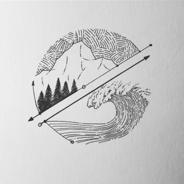 Волна тату эскиз