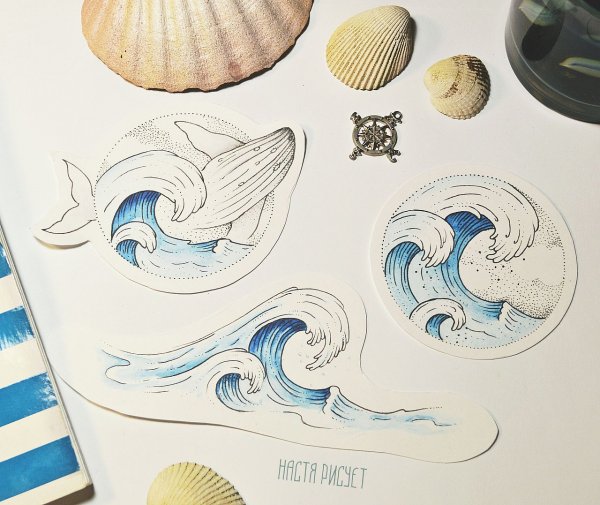 Тату море волны эскизы
