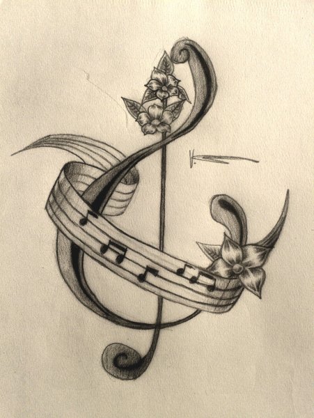 Тату скрипичный ключ эскиз