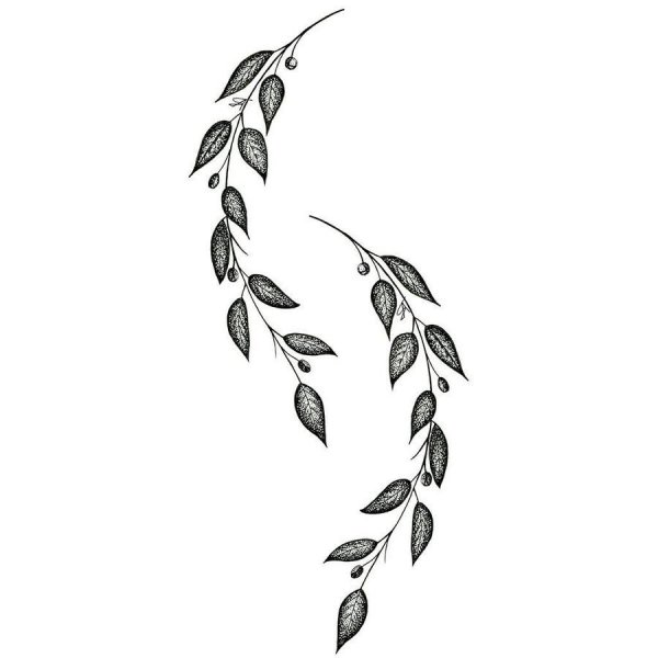 Тату ветка с листьями