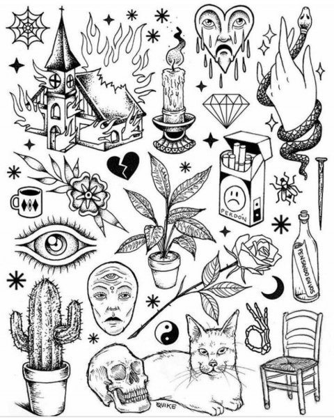 Тату эскизы много