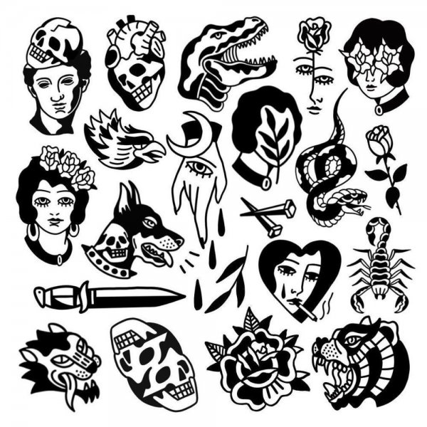 Олд скул тату эскизы