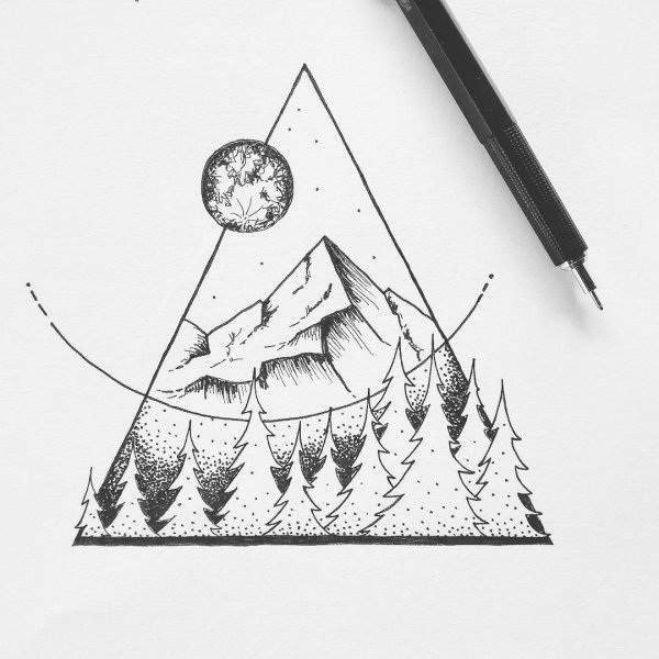 Эскизы природа в треугольнике