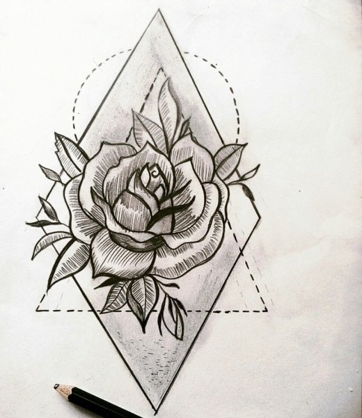 Роза в треугольнике эскиз