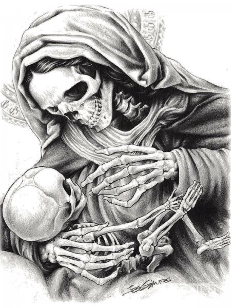 Эскизы тату скелет с косой