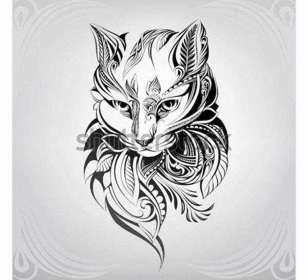 Тату кошка узор