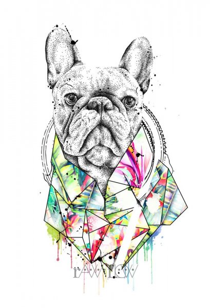 Бульдог тату эскиз