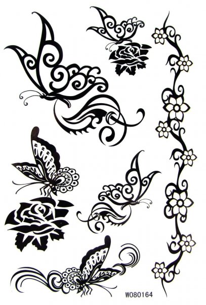 Бабочка тату черно белая