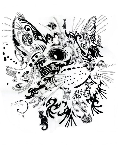 Цветы в графике эскиз